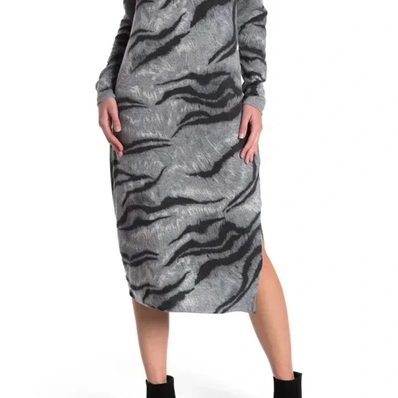Catherine Malandrino Zebra Cowl Neck Sweater Dress - Picture 4 of 13
